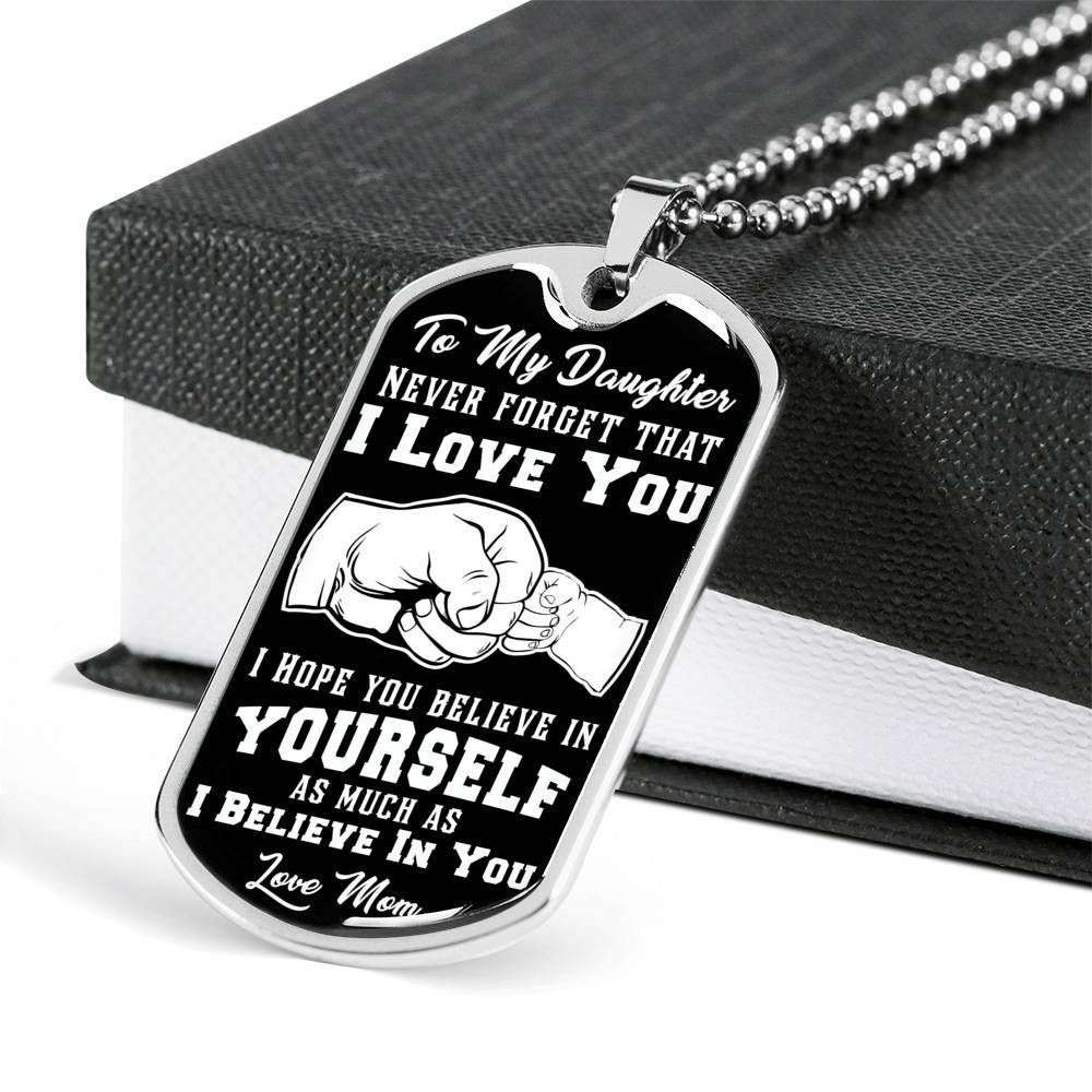 Son Dog Tag Custom Picture, Never Forget I Love You “ Love Mom “ Dog Tag Military Chain Necklace Gifts For Son Rakva