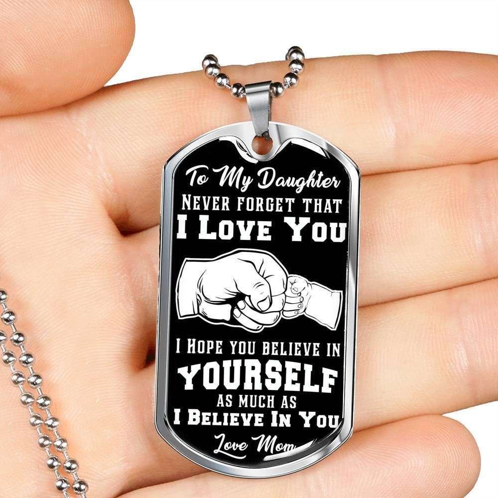 Son Dog Tag Custom Picture, Never Forget I Love You “ Love Mom “ Dog Tag Military Chain Necklace Gifts For Son Rakva