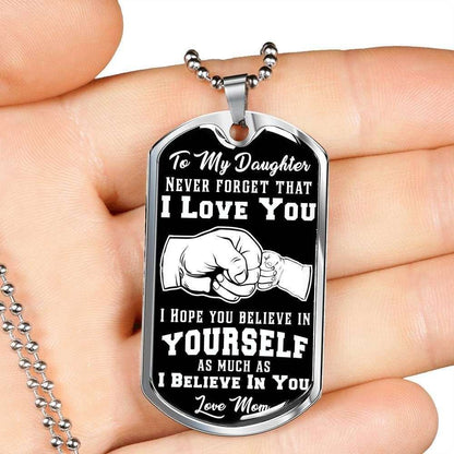Son Dog Tag Custom Picture, Never Forget I Love You “ Love Mom “ Dog Tag Military Chain Necklace Gifts For Son Rakva