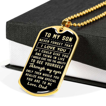 Son Dog Tag Custom Picture, Never Forget That I Love You Dog Tag Military Chain Necklace Gift For Son Gifts For Son Rakva