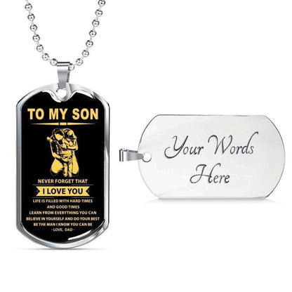 Son Dog Tag Custom Picture, Never Forget That I Love You Dog Tag Military Chain Necklace Giving Son Gifts For Son Rakva
