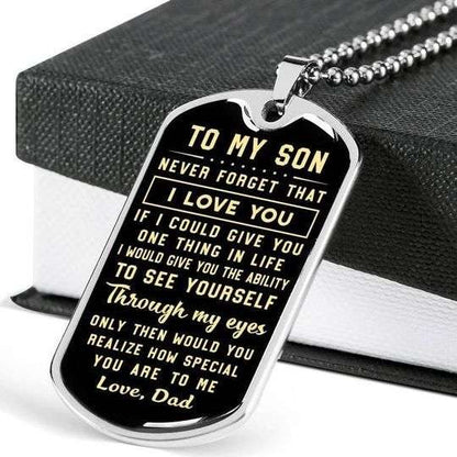Son Dog Tag Custom Picture, Never Forget That I Love You Dog Tag Necklace Dad Gift For Son Gifts For Son Rakva