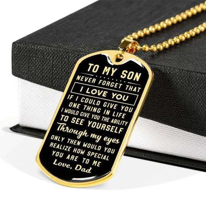 Son Dog Tag Custom Picture, Never Forget That I Love You Dog Tag Necklace Dad Gift For Son Gifts For Son Rakva