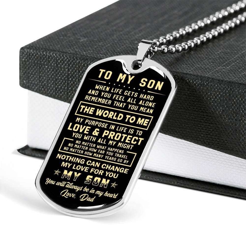 Son Dog Tag Custom Picture, Nothing Can Change My Love For You Dog Tag Military Chain Necklace For Son Gifts For Son Rakva