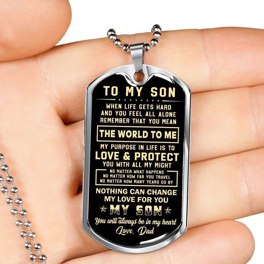 Son Dog Tag Custom Picture, Nothing Can Change My Love For You Dog Tag Military Chain Necklace For Son Gifts For Son Rakva