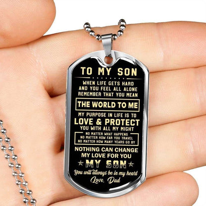 Son Dog Tag Custom Picture, Nothing Can Change My Love For You Dog Tag Military Chain Necklace For Son Gifts For Son Rakva