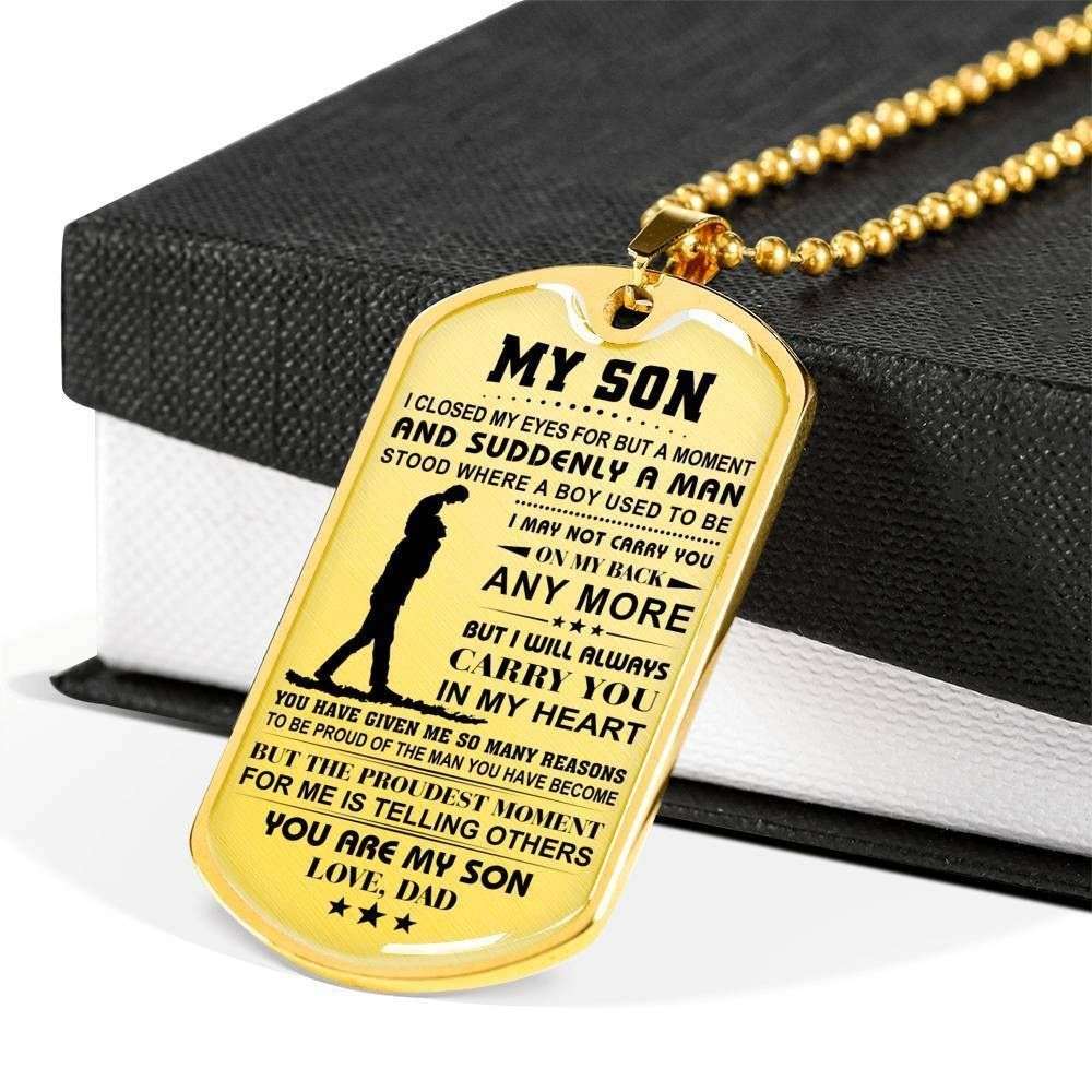 Son Dog Tag Custom Picture, Proud Of You My Little Boy Dog Tag Military Chain Necklace For Son Gifts For Son Rakva