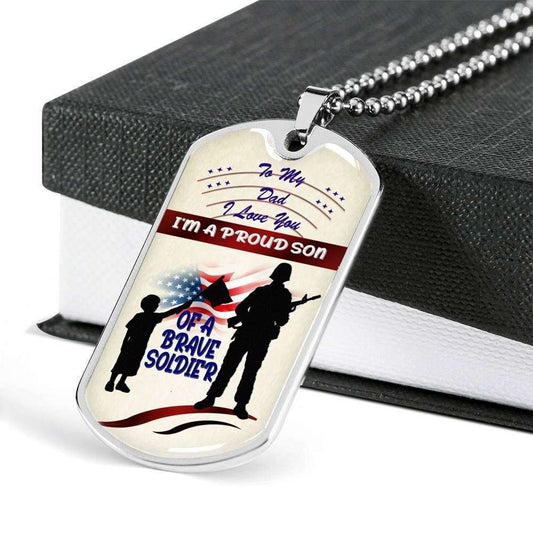 Son Dog Tag Custom Picture, Proud Son Of Soldier Love Dad Custom Picture Engraving Dog Tag Military Chain Necklace Gifts For Son Rakva