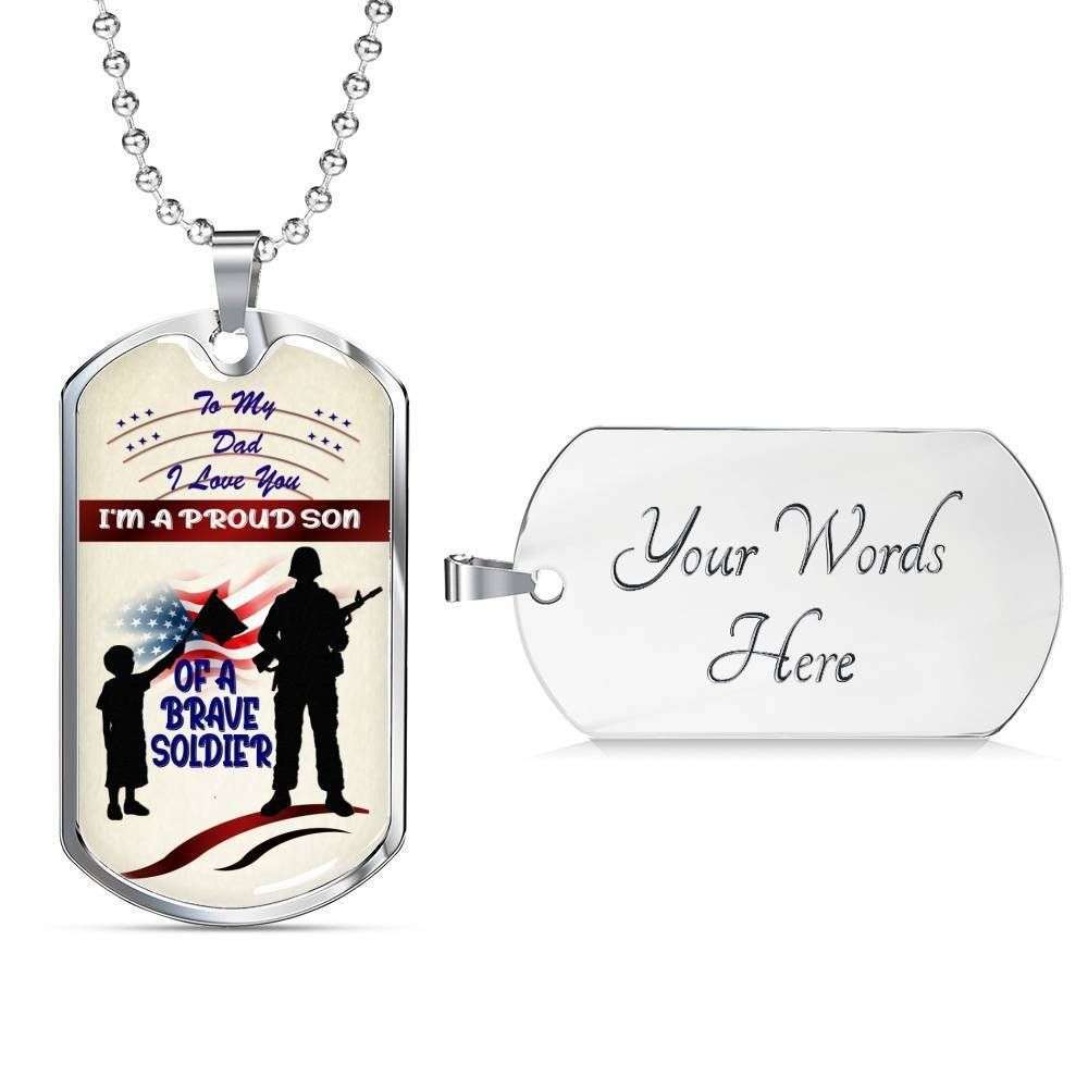 Son Dog Tag Custom Picture, Proud Son Of Soldier Love Dad Custom Picture Engraving Dog Tag Military Chain Necklace Gifts For Son Rakva