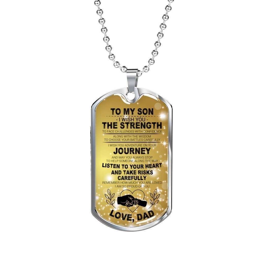 Son Dog Tag Custom Picture, Sending Gift To My Son From Dad Dog Tag Military Chain Necklace Gifts For Son Rakva