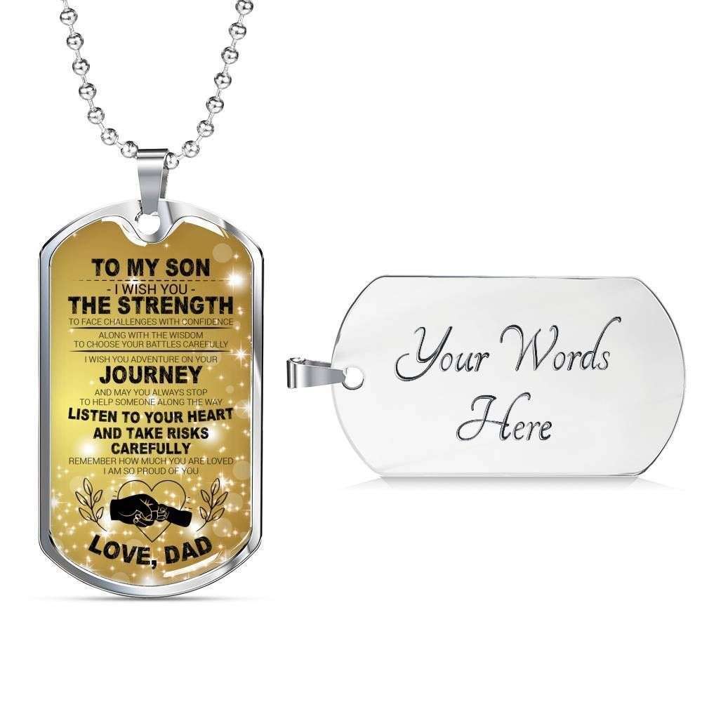 Son Dog Tag Custom Picture, Sending Gift To My Son From Dad Dog Tag Military Chain Necklace Gifts For Son Rakva