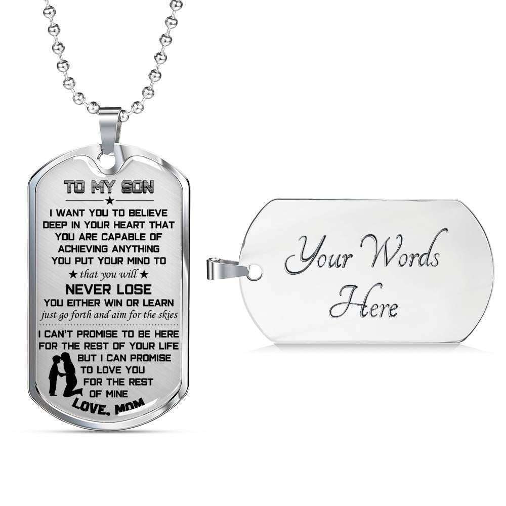 Son Dog Tag Custom Picture, Son Gift For Son Dog Tag Military Chain Necklace Always Believe In Yourself Gifts For Son Rakva