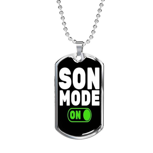 Son Dog Tag Custom Picture, Son Mode On Dog Tag Military Chain Necklace For Son Gifts For Son Rakva