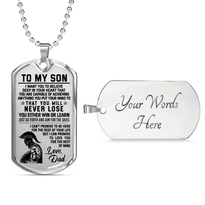 Son Dog Tag Custom Picture, Spartan Warrior Gift Dad To Son I Love You Dog Tag Military Chain Necklace Gifts For Son Rakva