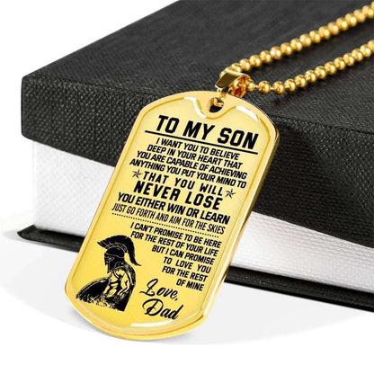 Son Dog Tag Custom Picture, Spartan Warrior Gift Dad To Son I Love You Dog Tag Military Chain Necklace Gifts For Son Rakva