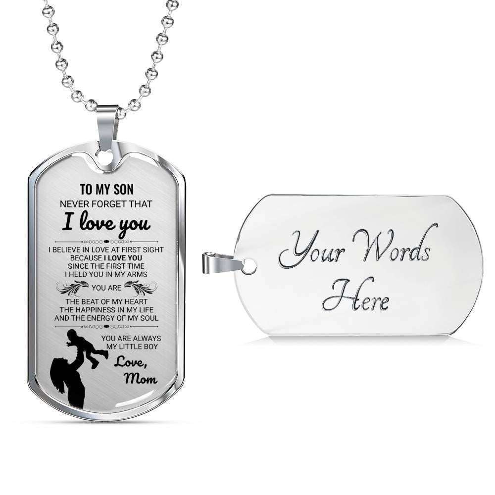 Son Dog Tag Custom Picture, The Beat Of My Heart Dog Tag Military Chain Necklace Gift For Son Gifts For Son Rakva