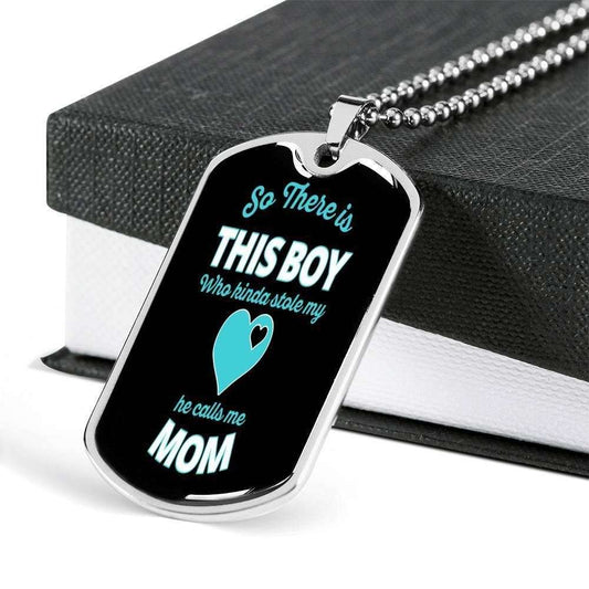 Son Dog Tag, Custom Picture This Boy Who Kinda Stole My Heart Dog Tag Military Chain Necklace For Son Gifts For Son Rakva
