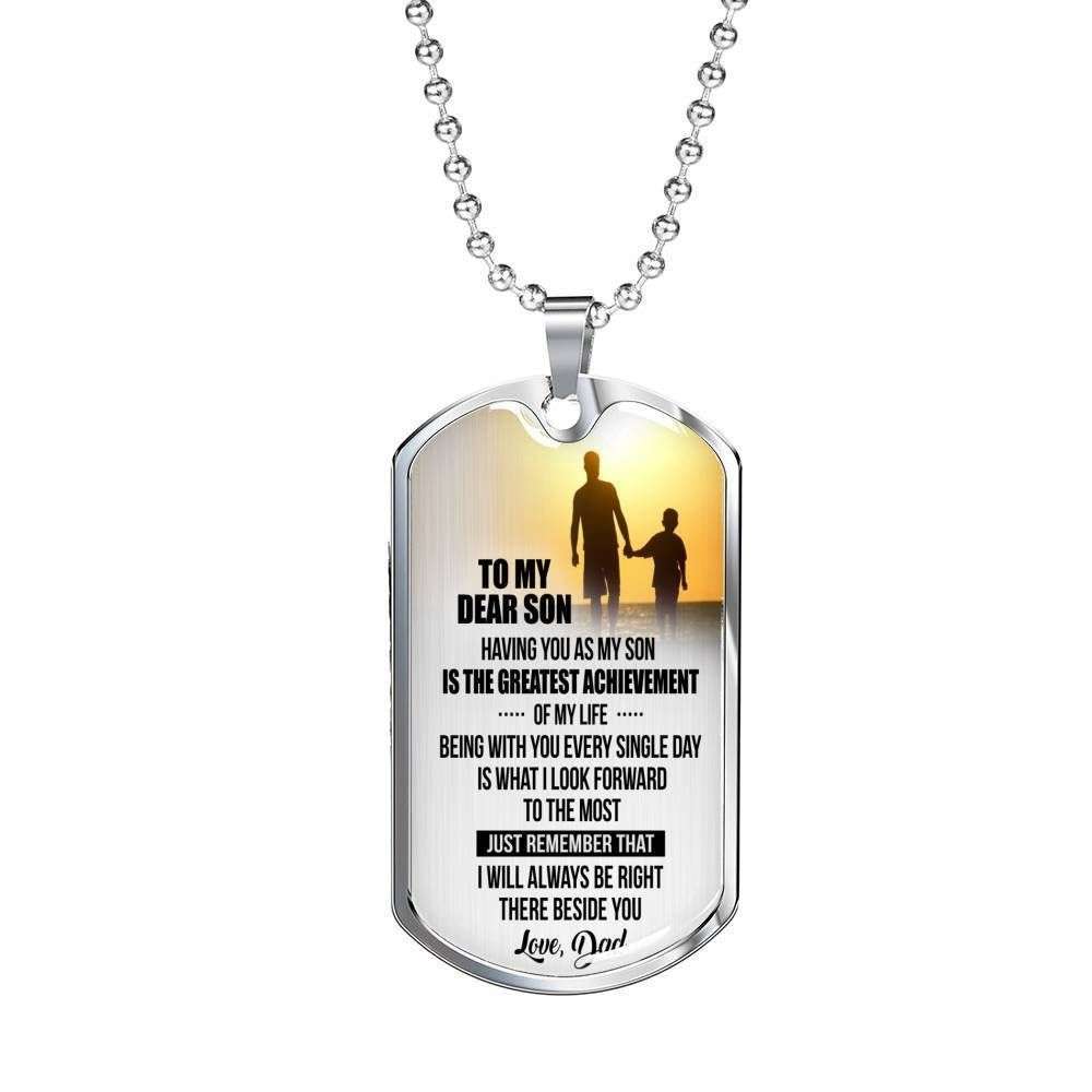 Son Dog Tag Custom Picture “ To My Dear Son You Are The Greatest Achievement Dog Tag Military Chain Necklace Gifts For Son Rakva