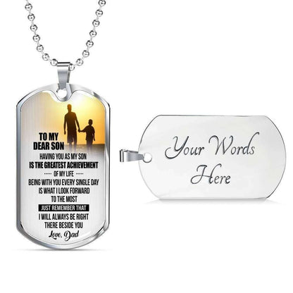 Son Dog Tag Custom Picture “ To My Dear Son You Are The Greatest Achievement Dog Tag Military Chain Necklace Gifts For Son Rakva