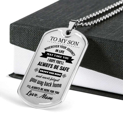 Son Dog Tag Custom Picture “ To My Son Enjoy The Ride Dog Tag Military Chain Necklace Gift Gifts For Son Rakva