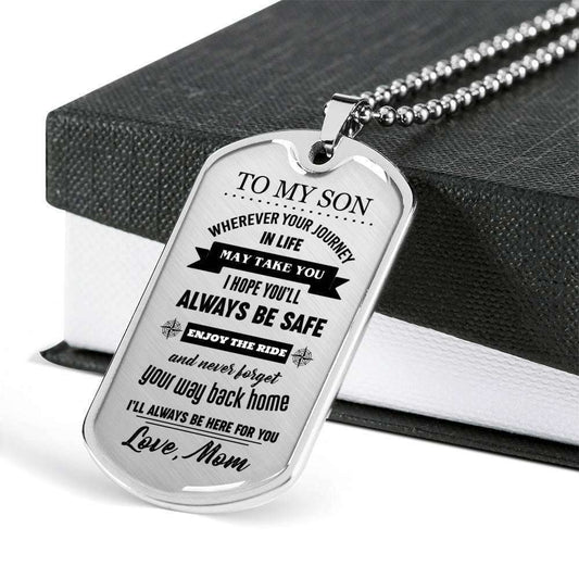 Son Dog Tag Custom Picture “ To My Son Enjoy The Ride Dog Tag Military Chain Necklace Gift Gifts For Son Rakva