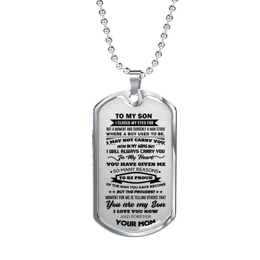 Son Dog Tag Custom Picture “ To My Son I Will Always Carry You In My Heart Dog Tag Military Chain Necklace Gifts For Son Rakva