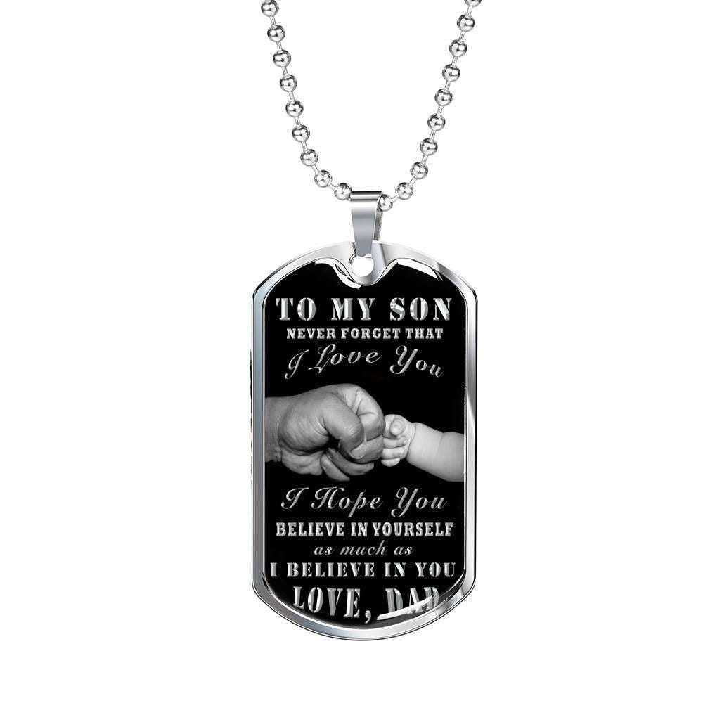 Son Dog Tag Custom Picture “ To My Son My Lover Silver Dog Tag Military Chain Necklace Gifts For Son Rakva