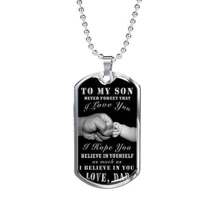 Son Dog Tag Custom Picture “ To My Son My Lover Silver Dog Tag Military Chain Necklace Gifts For Son Rakva