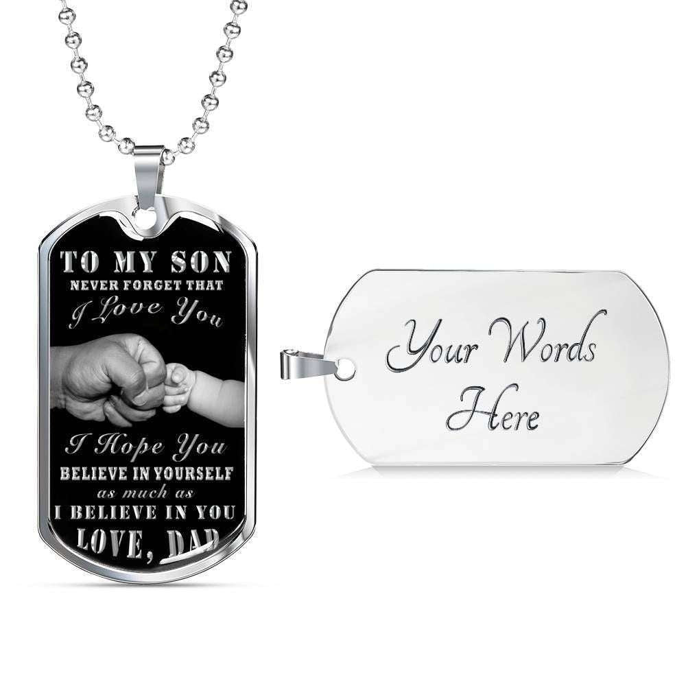 Son Dog Tag Custom Picture “ To My Son My Lover Silver Dog Tag Military Chain Necklace Gifts For Son Rakva