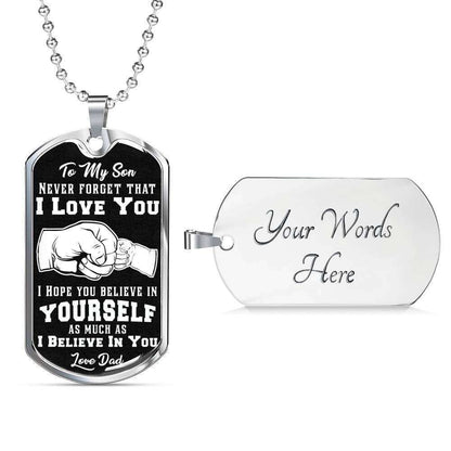 Son Dog Tag Custom Picture “ To My Son “ Never Forget “ Dog Tag Military Chain Necklace Gifts For Son Rakva