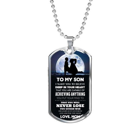 Son Dog Tag Custom Picture “ To My Son You Are Capable Of Achieving Anything Dog Tag Military Chain Necklace Gifts For Son Rakva
