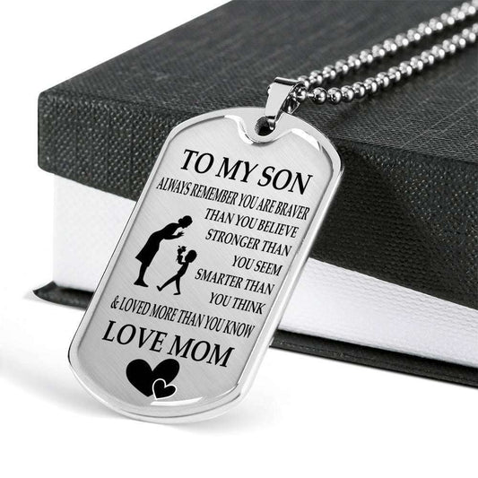 Son Dog Tag Custom Picture “ You Seem Smarter Than You Think Dog Tag Military Chain Necklace Mom Gift For Son Gifts For Son Rakva