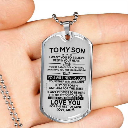 Son Dog Tag Custom Picture “ You Will Never Lose Dog Tag Military Chain Necklace Mom Giving Son Gifts For Son Rakva