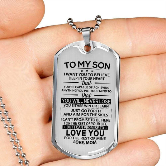 Son Dog Tag Custom Picture “ You Will Never Lose Dog Tag Military Chain Necklace Mom Giving Son Gifts For Son Rakva