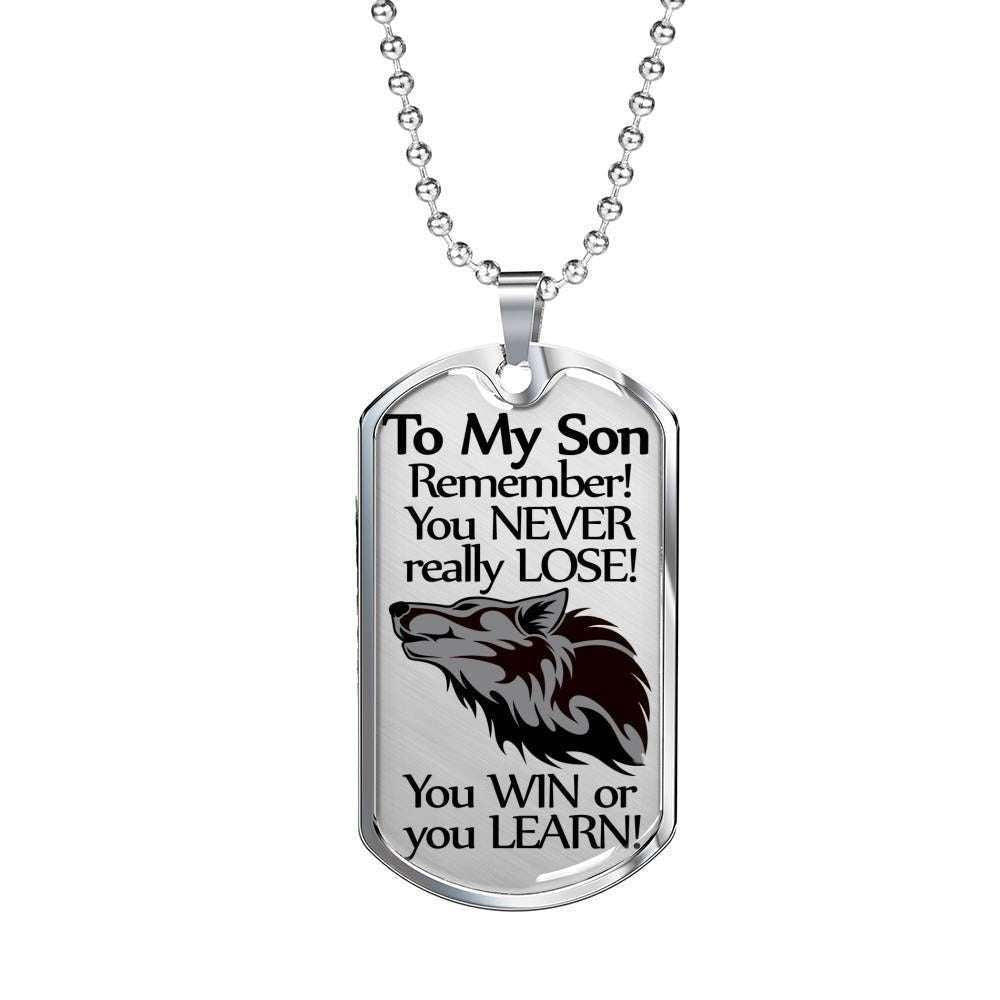 Son Dog Tag Custom Picture “ You Win Or You Learn Dog Tag Military Chain Necklace Gift For Son Gifts For Son Rakva