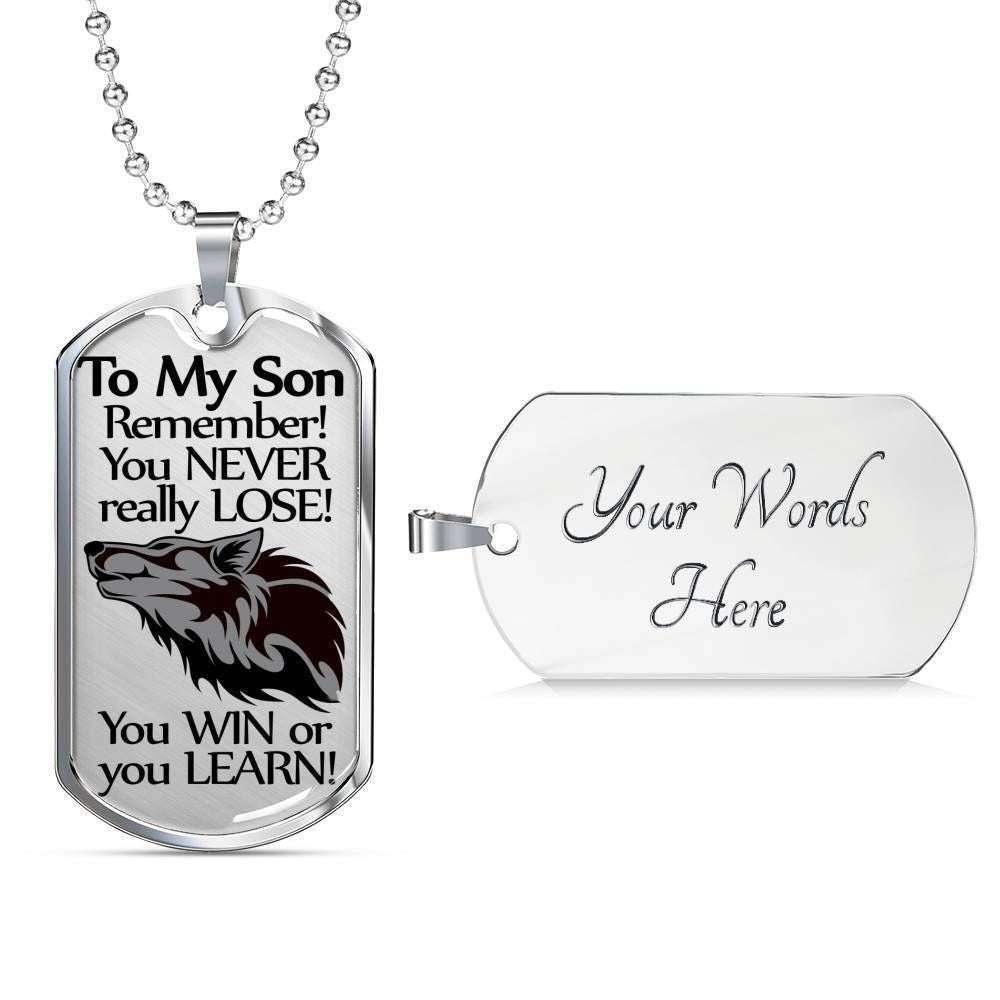 Son Dog Tag Custom Picture “ You Win Or You Learn Dog Tag Military Chain Necklace Gift For Son Gifts For Son Rakva