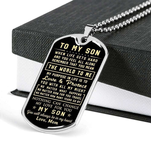 Son Dog Tag Custom Picture “ You’Re Always Be In My Heart Mom Giving Son Dog Tag Military Chain Necklace Gifts For Son Rakva