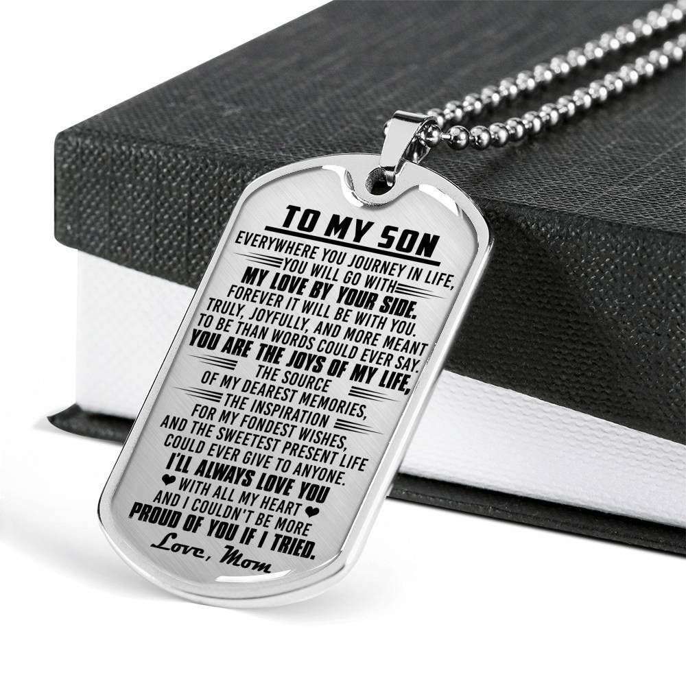 Son Dog Tag Custom Picture “ You’Re The Joys Of My Life Mom Giving Son Dog Tag Military Chain Necklace Gifts For Son Rakva
