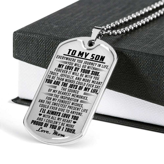 Son Dog Tag Custom Picture “ You’Re The Joys Of My Life Mom Giving Son Dog Tag Military Chain Necklace Gifts For Son Rakva