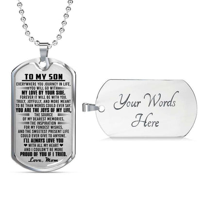 Son Dog Tag Custom Picture “ You’Re The Joys Of My Life Mom Giving Son Dog Tag Military Chain Necklace Gifts For Son Rakva