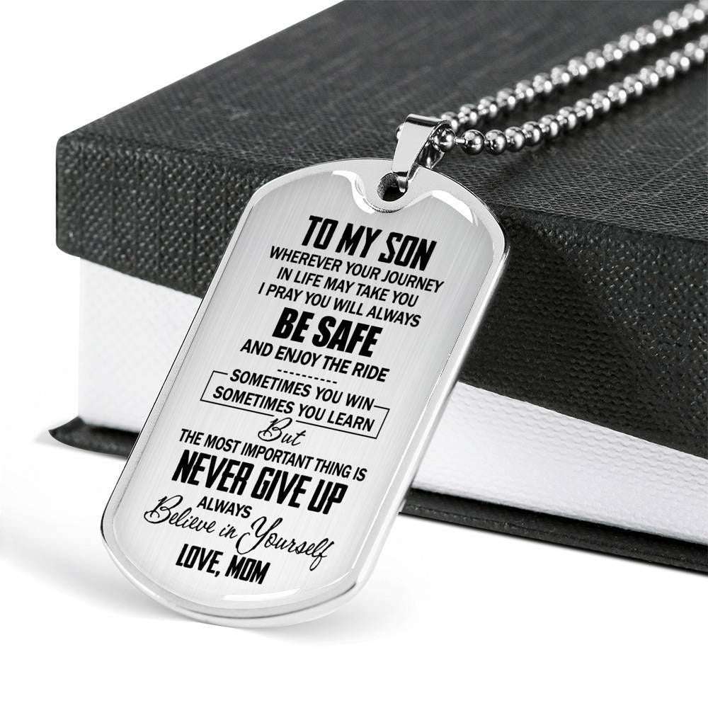 Son Dog Tag, Custom To My Son Dog Tag, Gift From Mom Necklace Dog Tag Gifts For Son Rakva
