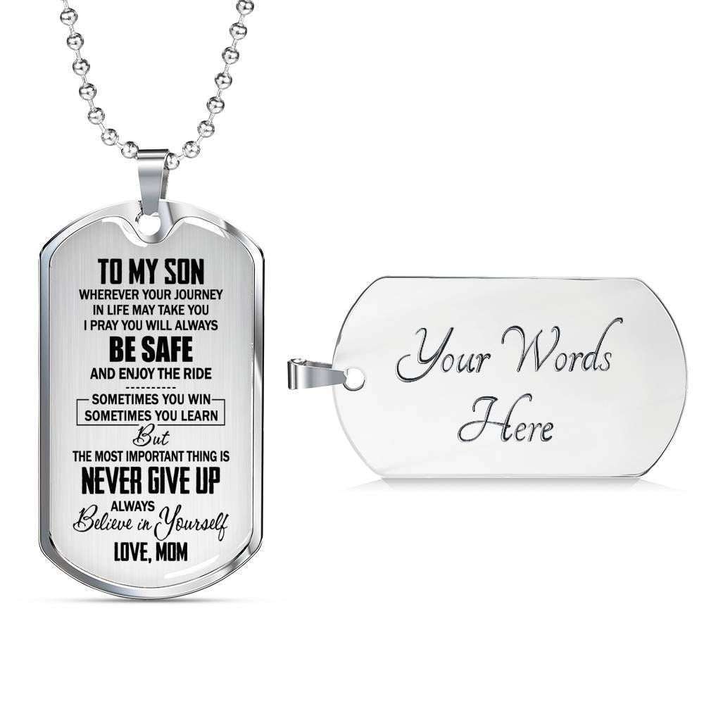 Son Dog Tag, Custom To My Son Dog Tag, Gift From Mom Necklace Dog Tag Gifts For Son Rakva