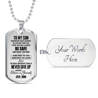 Son Dog Tag, Custom To My Son Dog Tag, Gift From Mom Necklace Dog Tag Gifts For Son Rakva