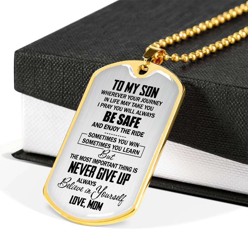 Son Dog Tag, Custom To My Son Dog Tag, Gift From Mom Necklace Dog Tag Gifts For Son Rakva