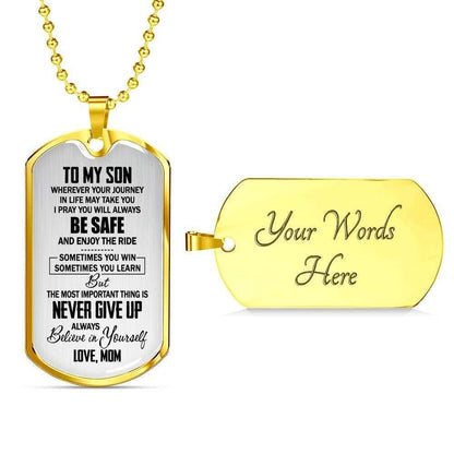 Son Dog Tag, Custom To My Son Dog Tag, Gift From Mom Necklace Dog Tag Gifts For Son Rakva
