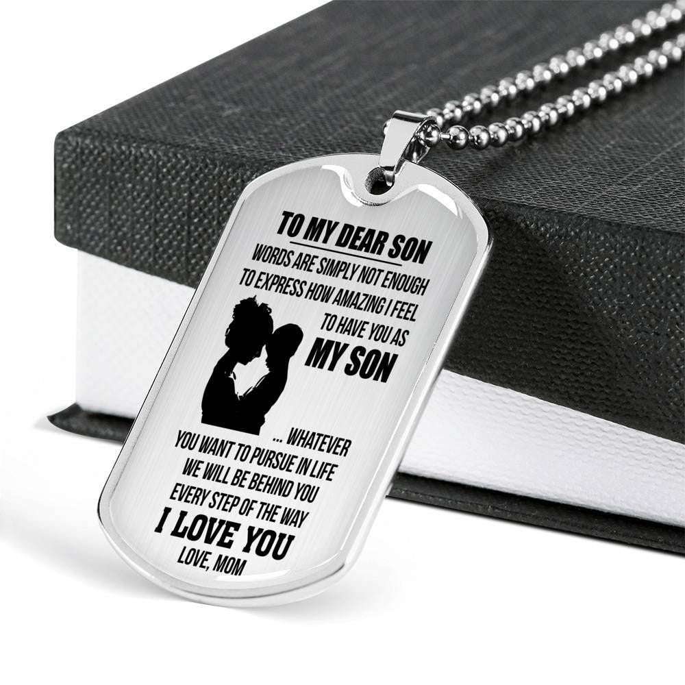 Son Dog Tag, Custom To My Son Dog Tag, Gifts From Mom Necklace Dog Tag Gifts For Son Rakva