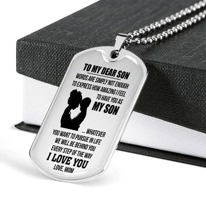 Son Dog Tag, Custom To My Son Dog Tag, Gifts From Mom Necklace Dog Tag Gifts For Son Rakva