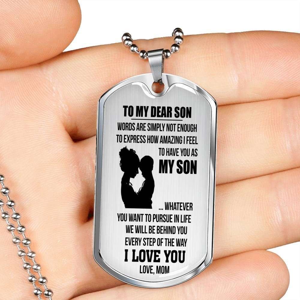 Son Dog Tag, Custom To My Son Dog Tag, Gifts From Mom Necklace Dog Tag Gifts For Son Rakva