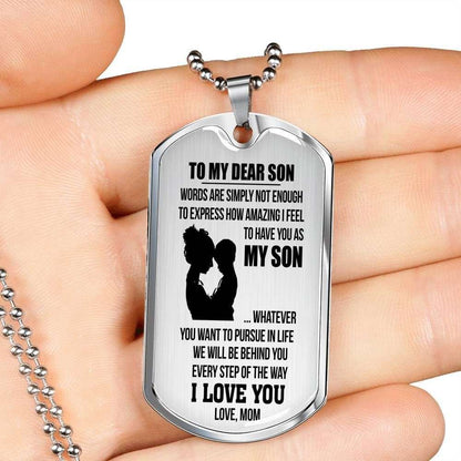 Son Dog Tag, Custom To My Son Dog Tag, Gifts From Mom Necklace Dog Tag Gifts For Son Rakva