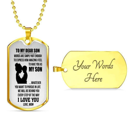 Son Dog Tag, Custom To My Son Dog Tag, Gifts From Mom Necklace Dog Tag Gifts For Son Rakva